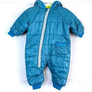 SPUNKY KIDS One Piece Front Zip Cotton Fleece Lined Hooded Puffy Snowsuit 6-12 M